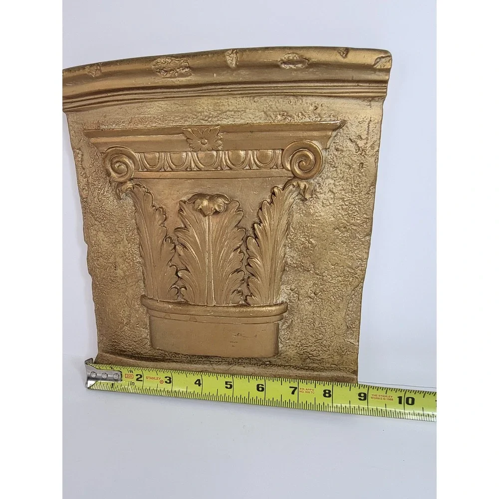 Vintage Pinnacle Gold Corinthian Column Wall Plaque Architectural Relief Decor